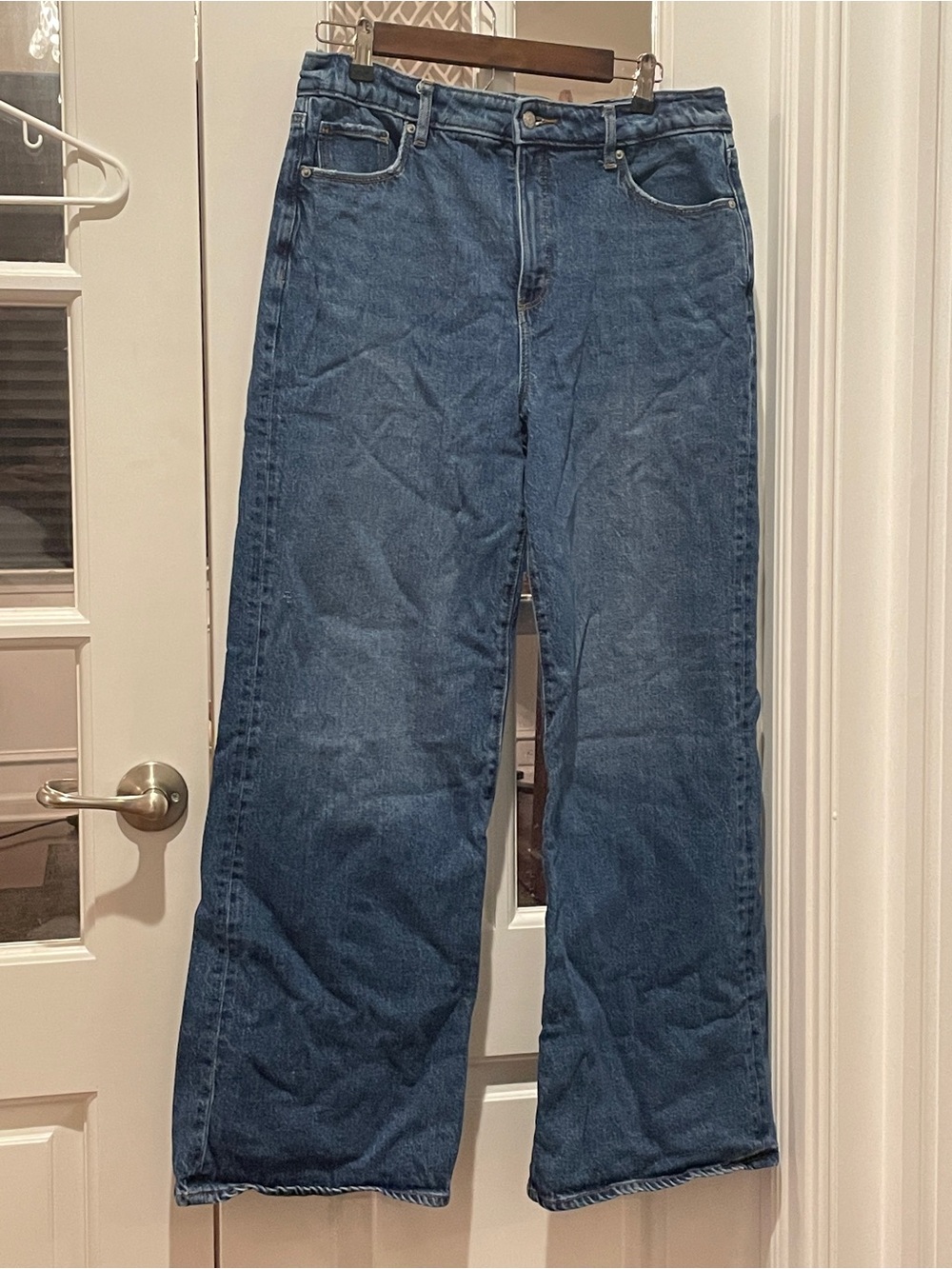 LOFT Wide-Leg Jeans in Dark Blue Denim
